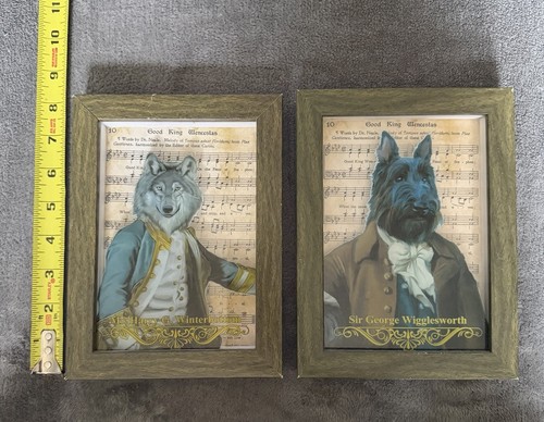 Pair framed dog portrait wall - portrait,