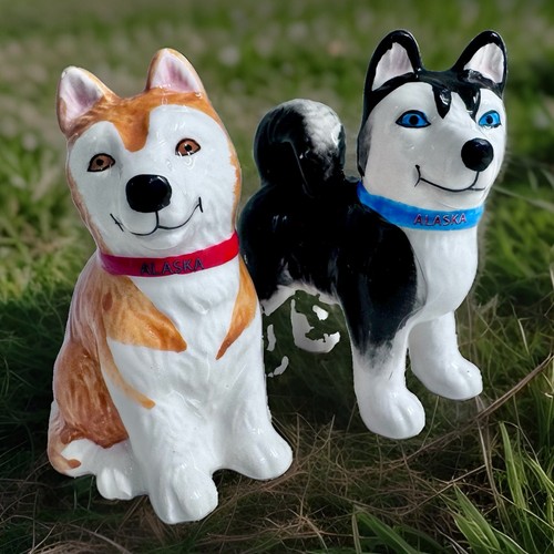 Vintage ceramic siberian husky - vintage,