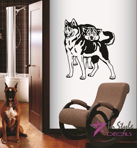 Vinyl decal husky couple dogs - vinyl,