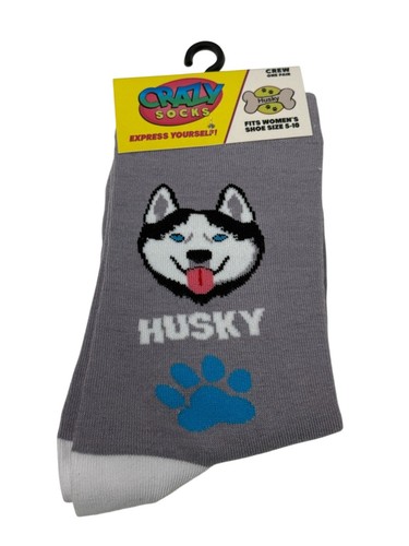 Husky dog crew socks - husky, womens